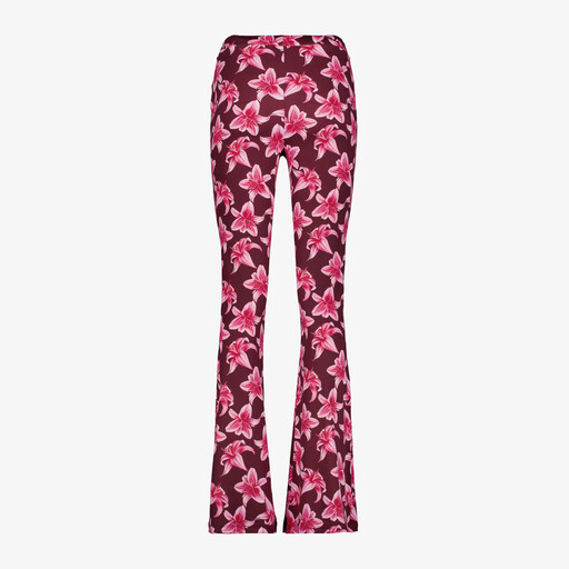 Dames flared broek met bloemenprint roze