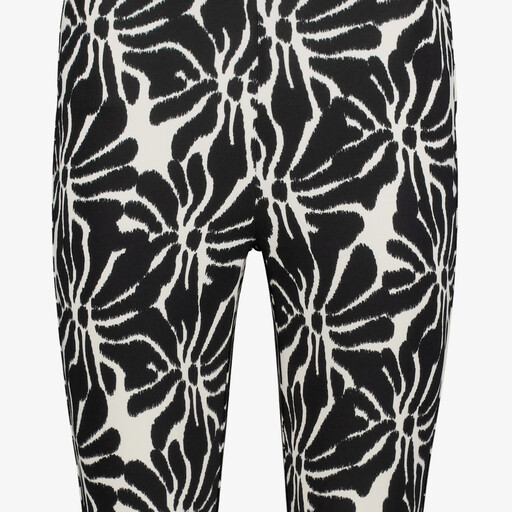 Dames flared broek met bloemenprint zwart