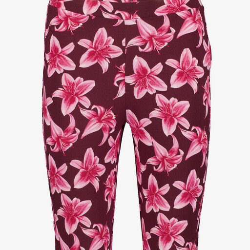 Dames flared broek met bloemenprint roze