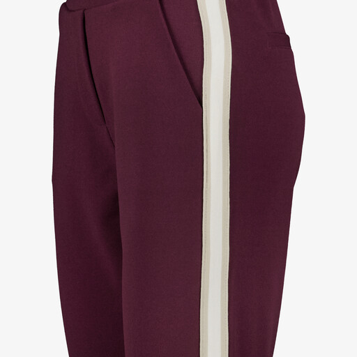 Dames broek met biezen bordeaux wit
