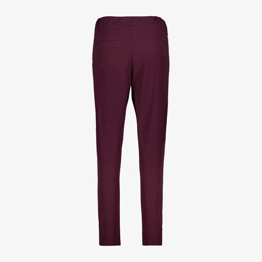 Dames broek met biezen bordeaux wit