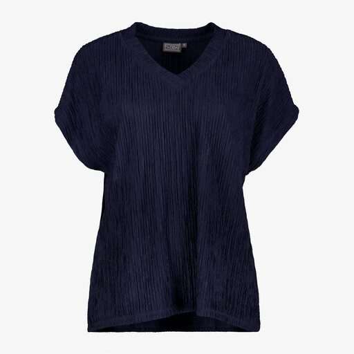 Dames plissé top donkerblauw