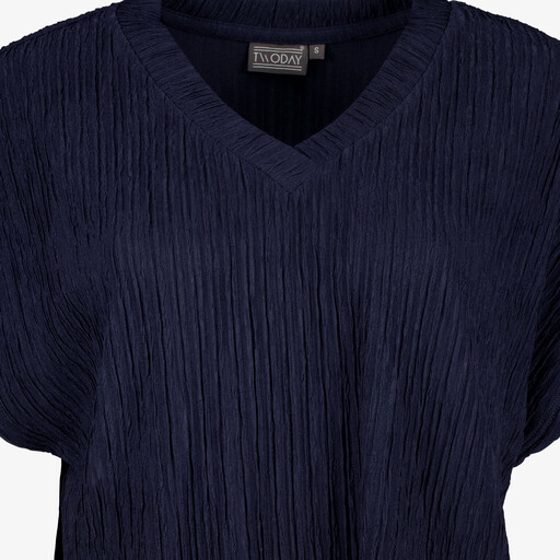 Dames plissé top donkerblauw