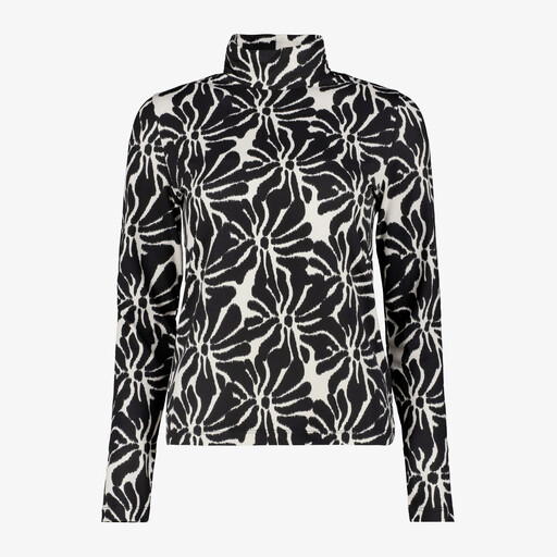 Dames coltrui met bloemenprint zwart wit