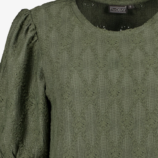 Dames top met pofmouwen groen