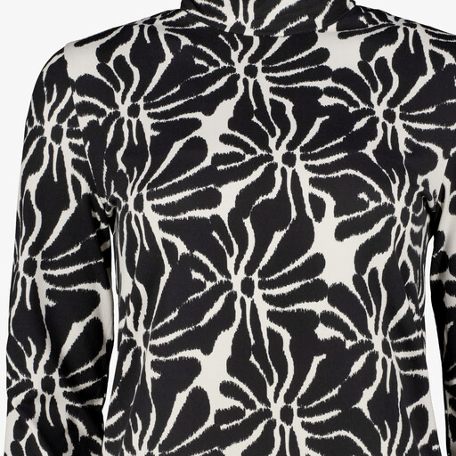 Dames coltrui met bloemenprint zwart wit