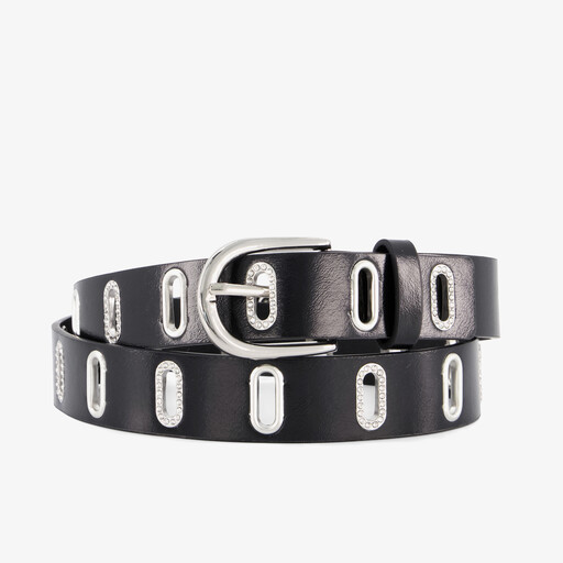 Dames riem zwart zilver