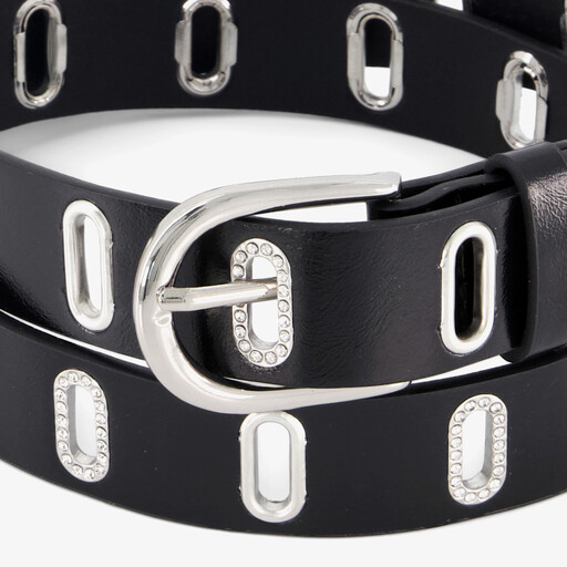 Dames riem zwart zilver