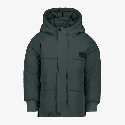Jongens winterjas met capuchon groen