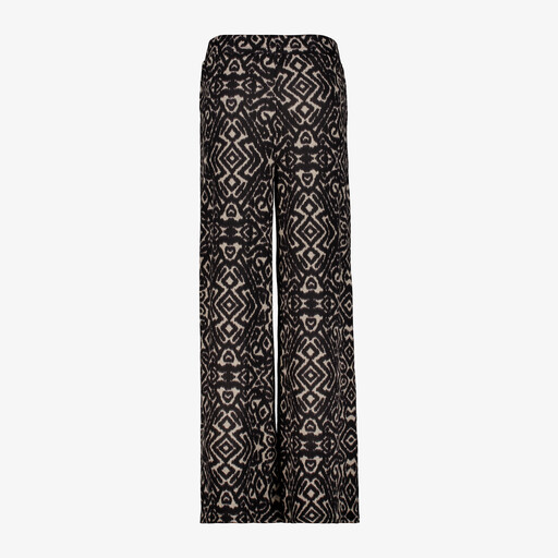 Dames wide leg broek met print zwart beige