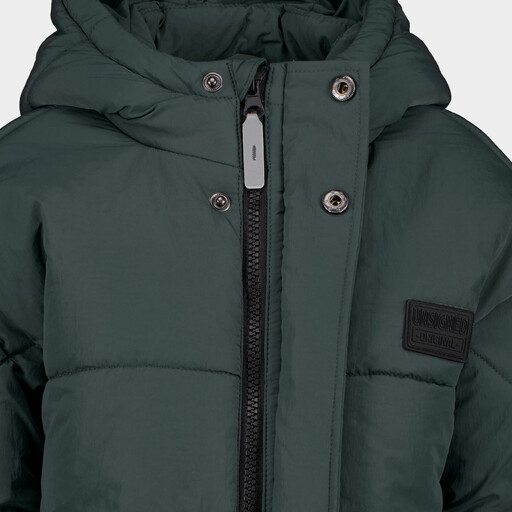Jongens winterjas met capuchon groen