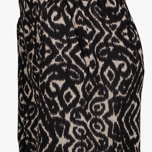 Dames wide leg broek met print zwart beige