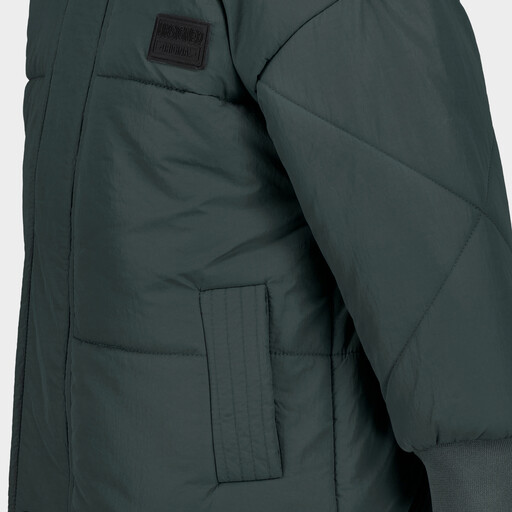 Jongens winterjas met capuchon groen