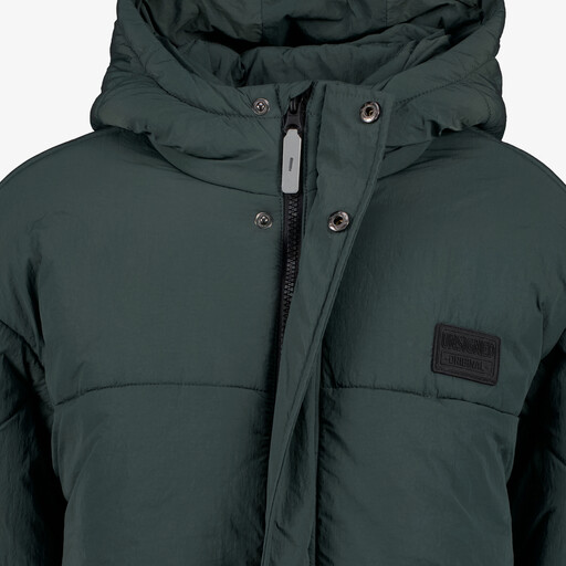 Jongens winterjas met capuchon groen