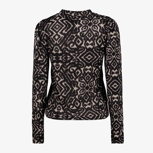 Dames top met print zwart beige