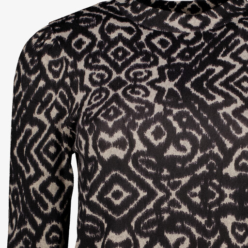 Dames top met print zwart beige
