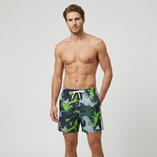 Heren zwemshort groen met print