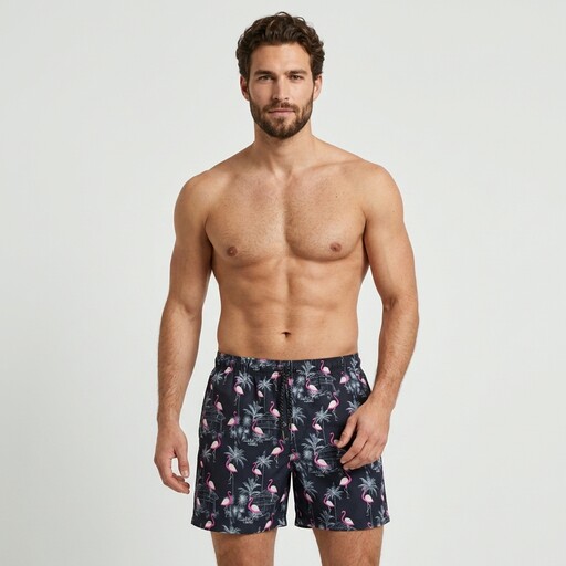 Heren zwemshort flamingo zwart