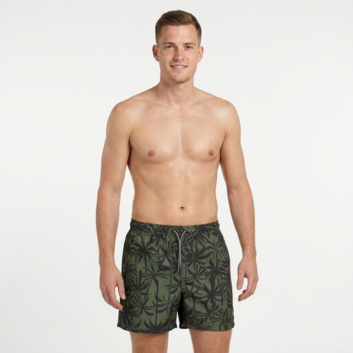 Heren zwemshort met palmbomen groen