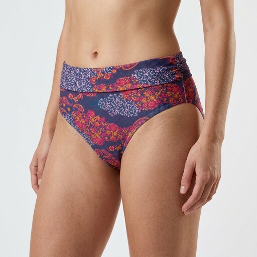 Dames bikinibroekje met overslag print blauw