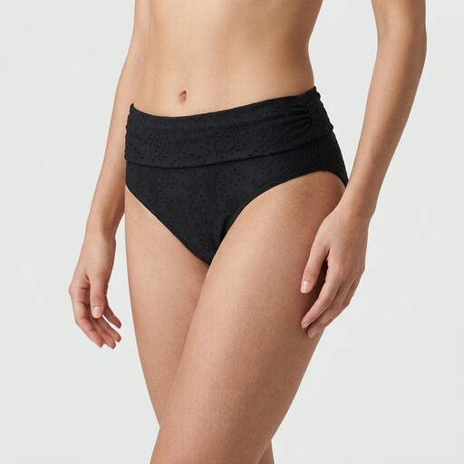 Dames overslag bikinibroekje broderie zwart
