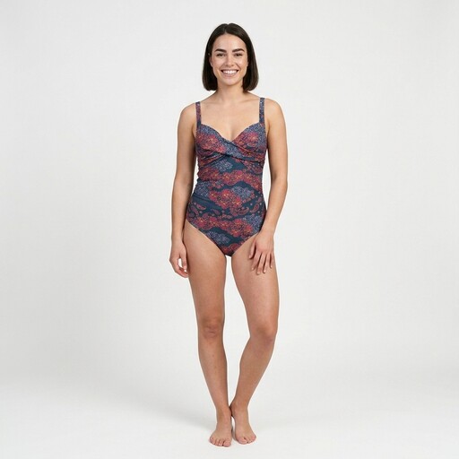 Voorgevormd dames badpak print blauw