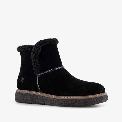 Gevoerde suède dames boots zwart