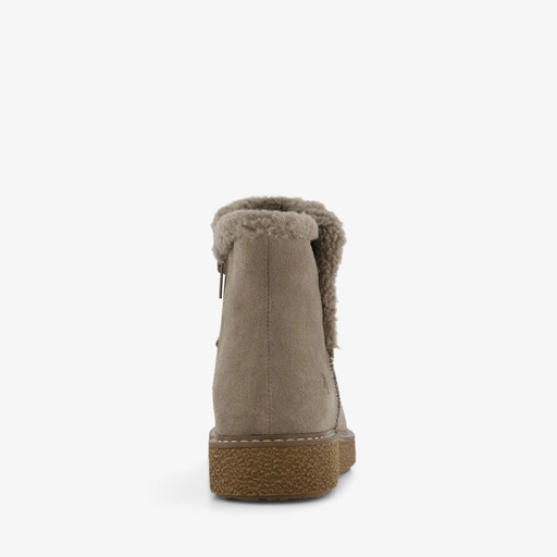 Gevoerde suède dames boots grijs