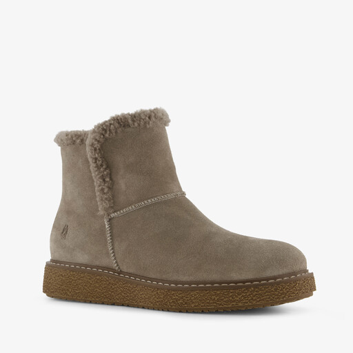 Gevoerde suède dames boots grijs