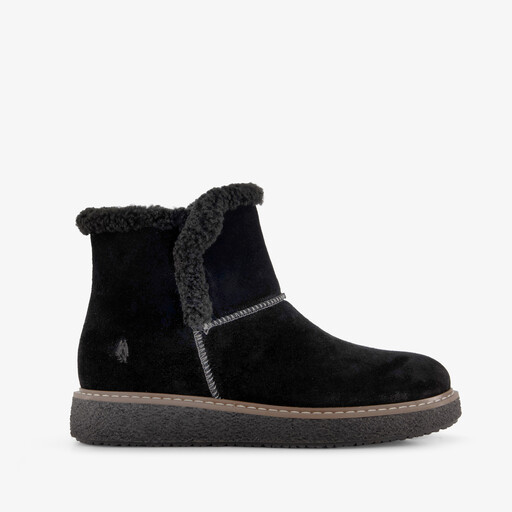 Gevoerde suède dames boots zwart