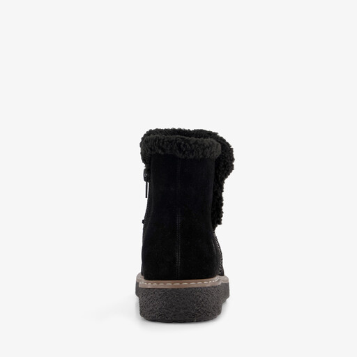 Gevoerde suède dames boots zwart