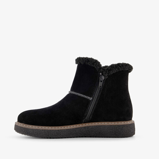 Gevoerde suède dames boots zwart