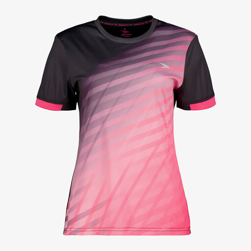 Dames voetbal T-shirt roze zwart