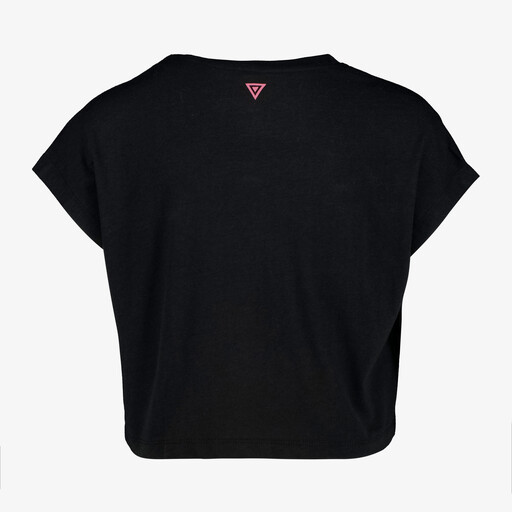 Cropped meisjes sport T-shirt met tekstopdruk zwart
