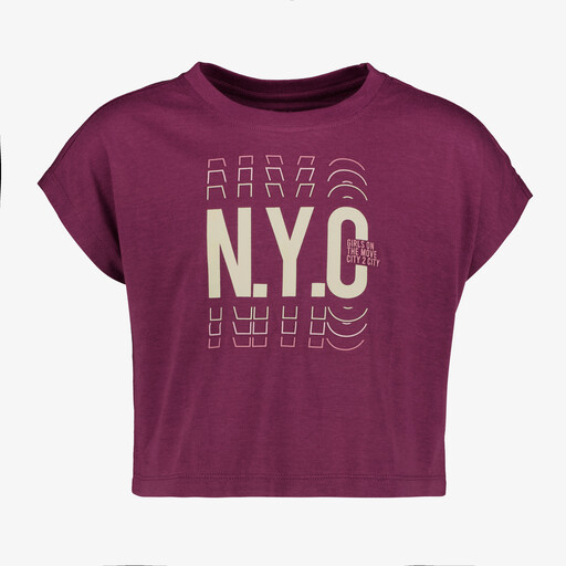 Cropped meisjes sport T-shirt met tekstopdruk zwart