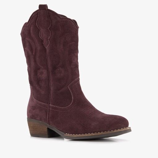 Suède meisjes cowboylaarzen bordeauxrood