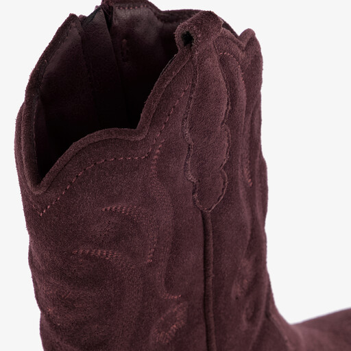 Suède meisjes cowboylaarzen bordeauxrood