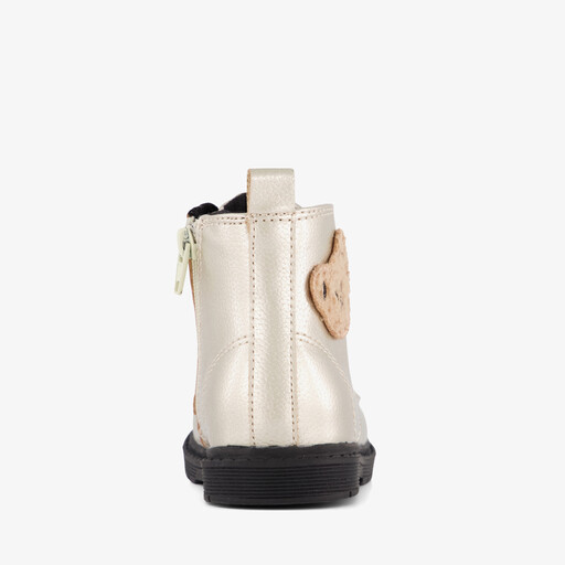 Meisjes veterboots goud met teddybeertje