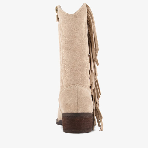 Suède meisjes cowboylaarzen met franjes beige