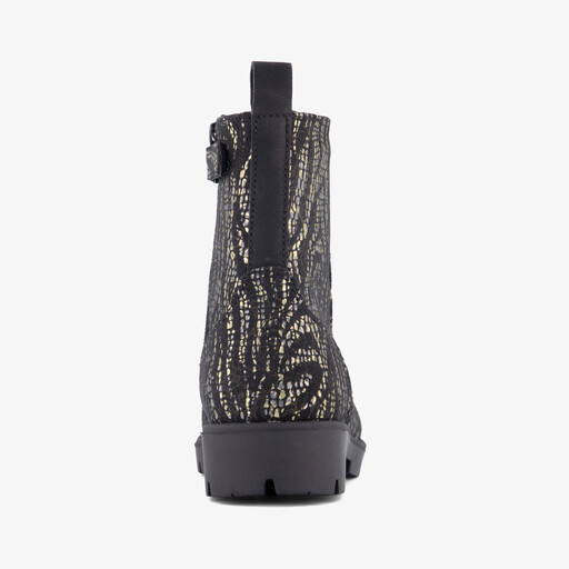 Meisjes veterboots met print zwart zilver