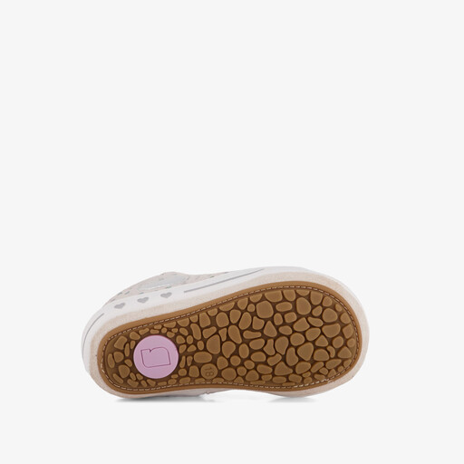 Leren babyschoenen met hartjes roze