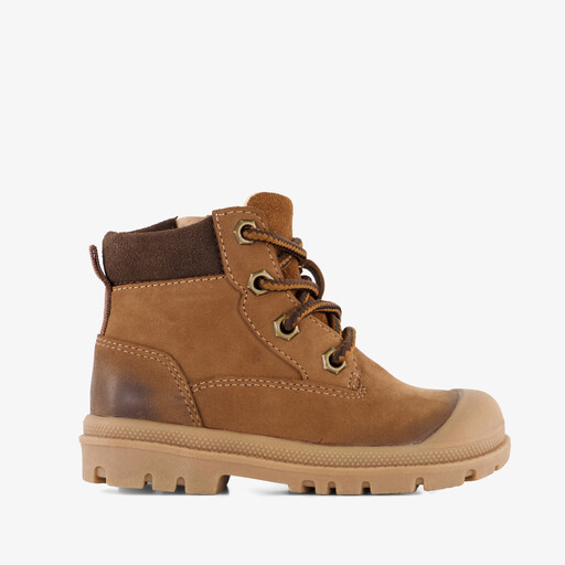 Leren jongens veterboots cognac bruin