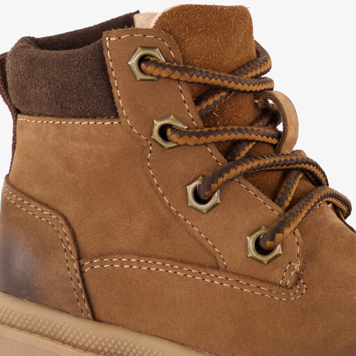Leren jongens veterboots cognac bruin