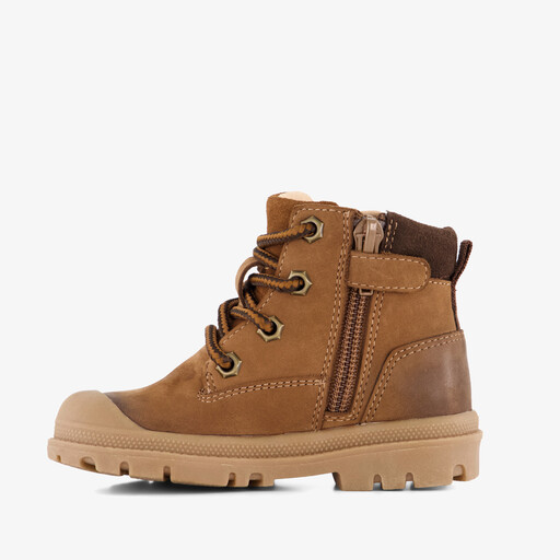 Leren jongens veterboots cognac bruin