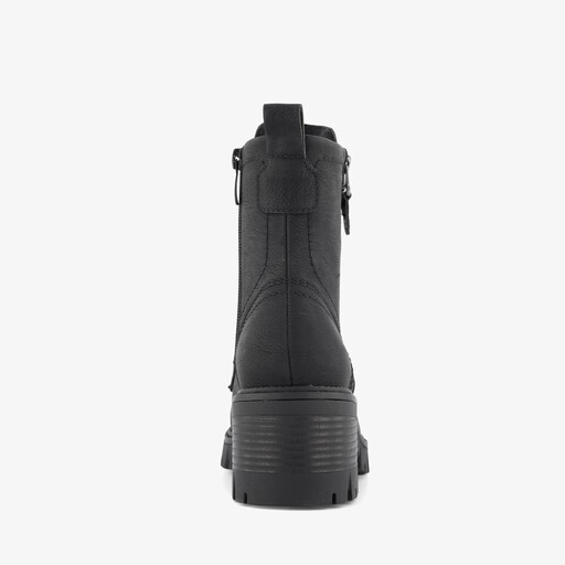 Dames veterboots met hak zwart