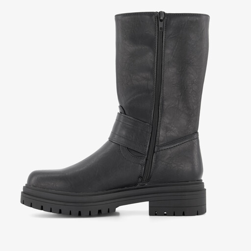 Dames biker boots met gesp zwart