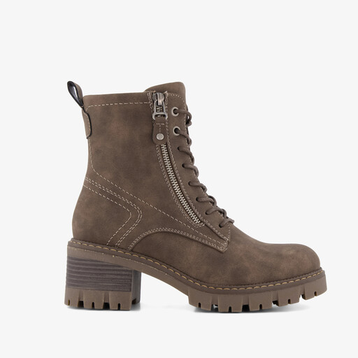 Dames veterboots met hak bruin