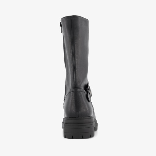 Dames biker boots met gesp zwart