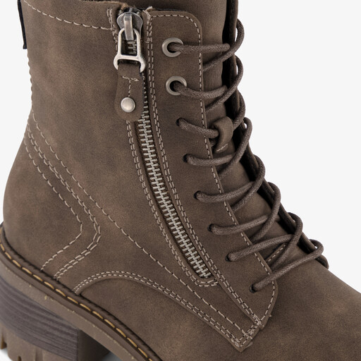 Dames veterboots met hak bruin