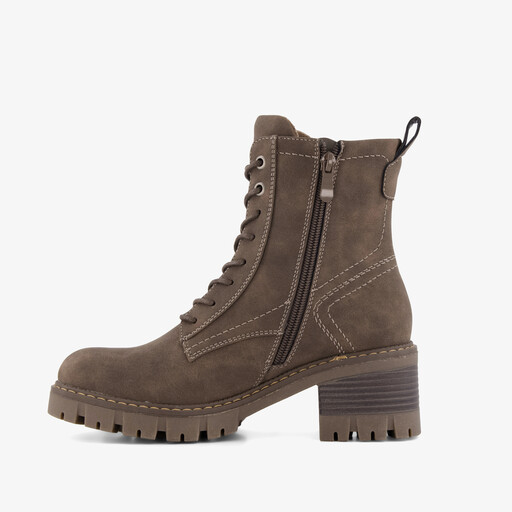 Dames veterboots met hak bruin